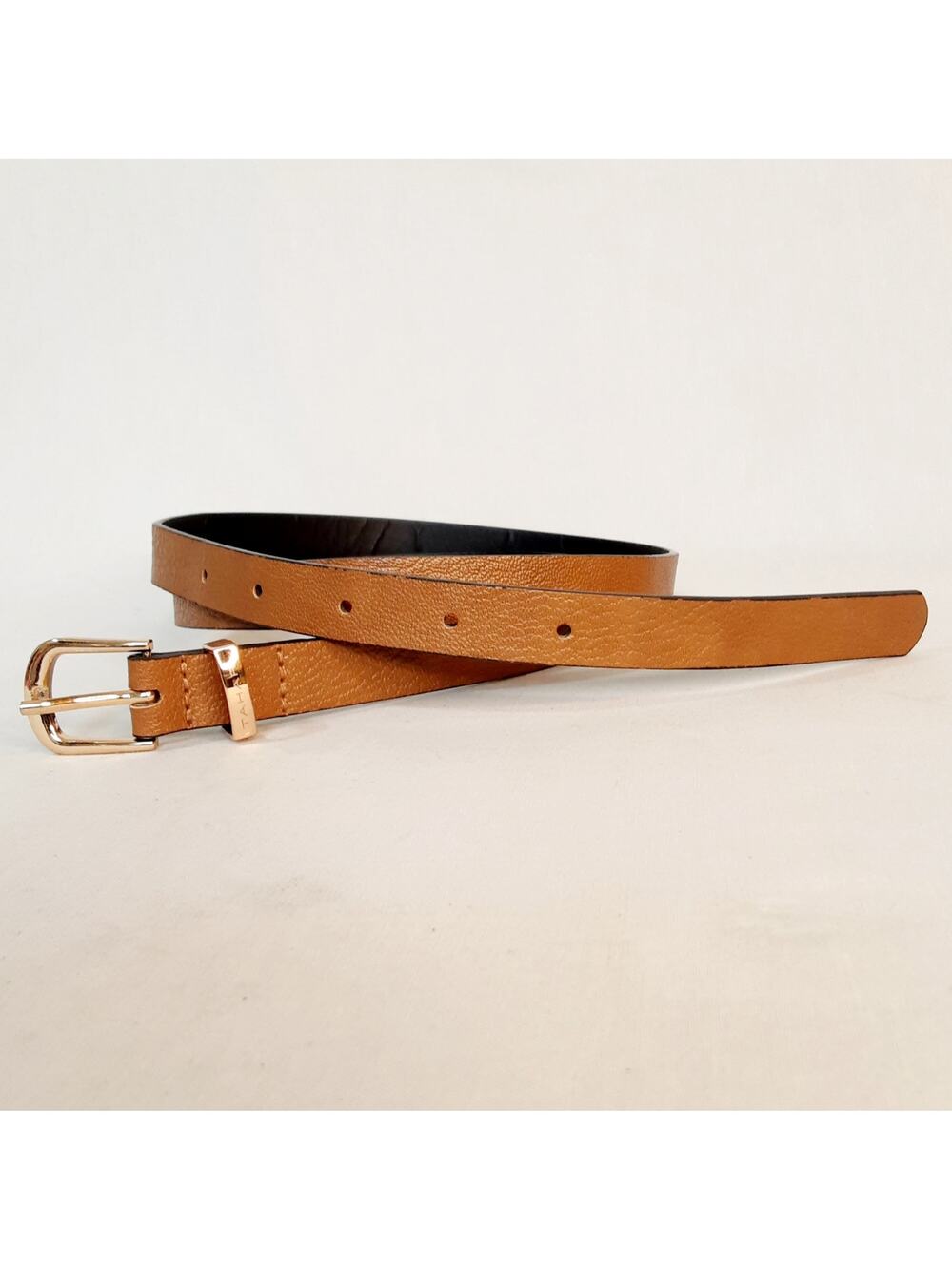 Tahari Womens Tan Faux Pebbled Leather Skinny Belt Size XL Casual